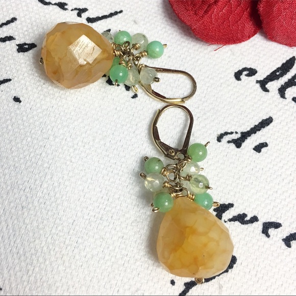 Stone and 1/20 GF dangling earrings - Picture 1 of 8